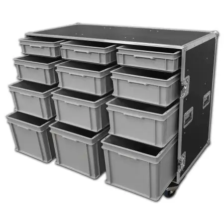 Custom Large Production Flight Case With 12 Trays