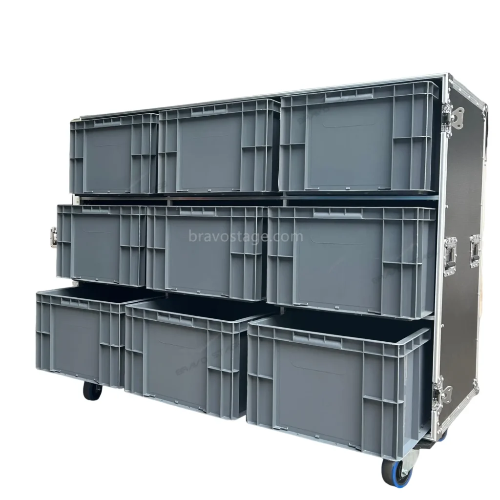 Custom 9 Euro Plastic Drawer Flight Road Case with Trays