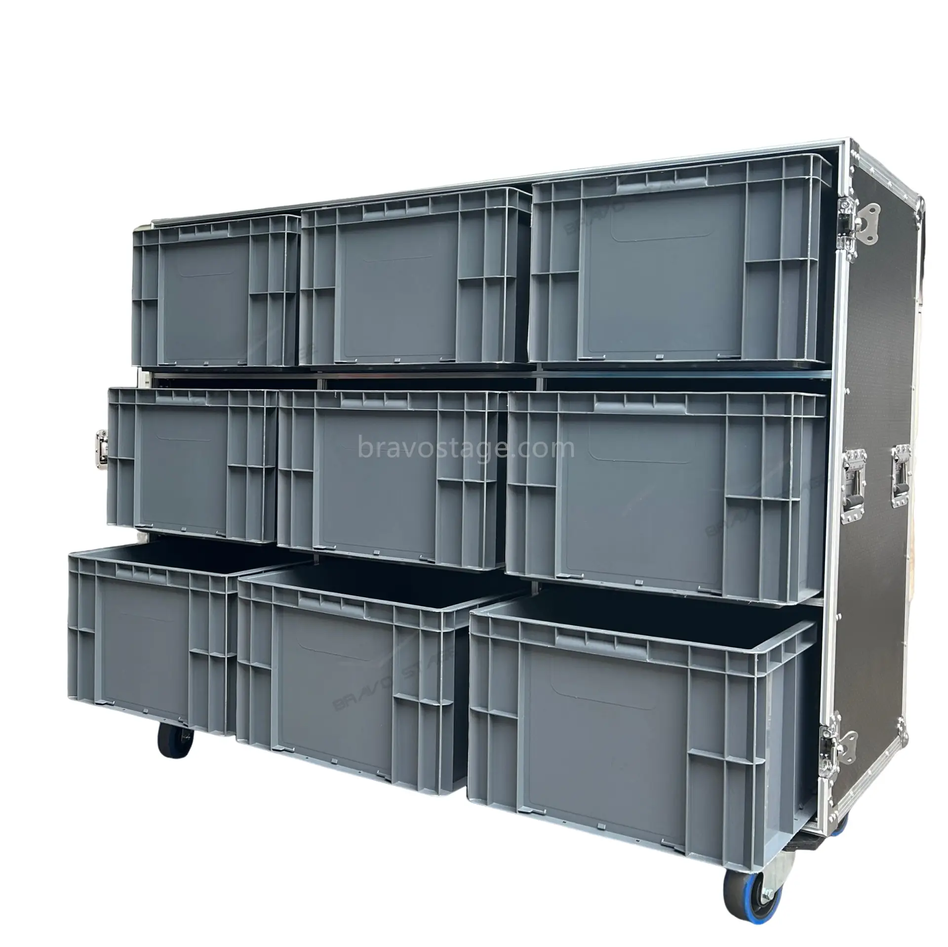 Custom 9 Euro Plastic Drawer Flight Road Case with Trays
