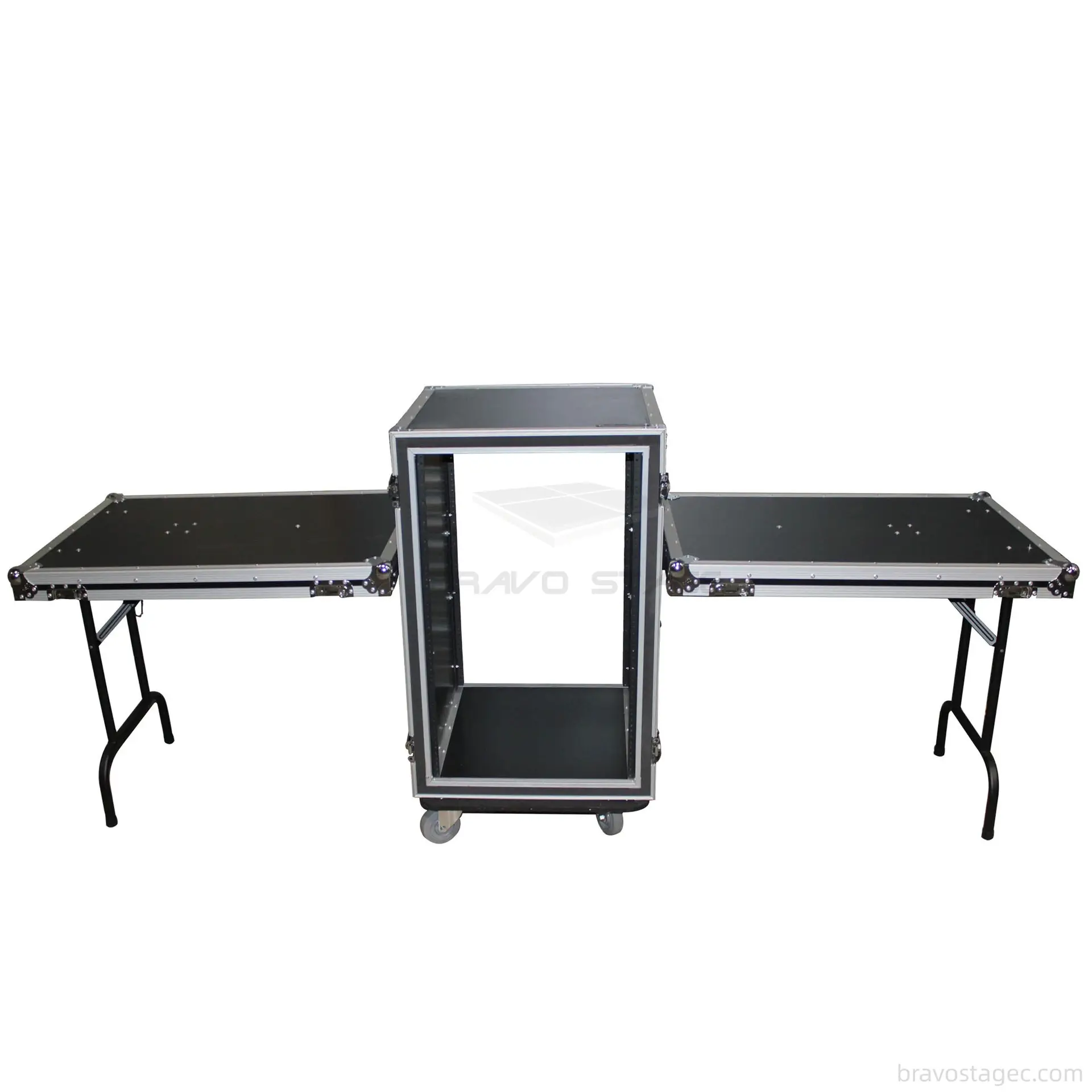 18U Vertical Shockproof Rack Case 19‘’ Deep With Tables and Casters