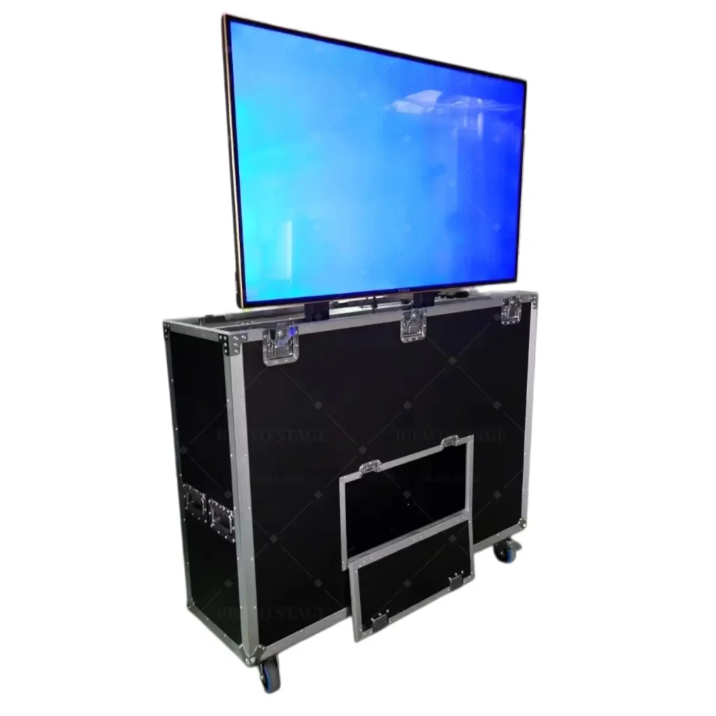 Motorized Universal Flight Case For Flat Panel Monitor LED LCD TV Dual 50″