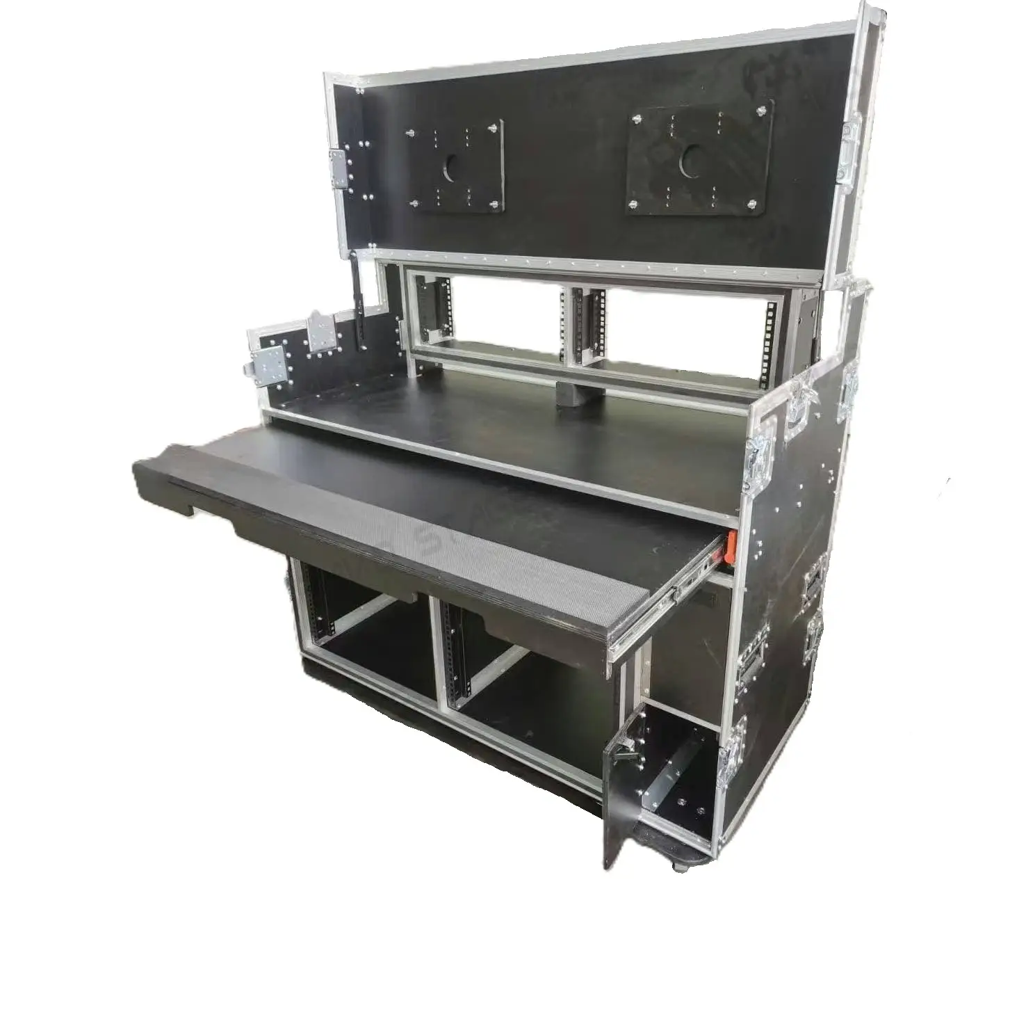 2X12U Mobile AV Broadcasting Streaming Recording Studio Workstation Case