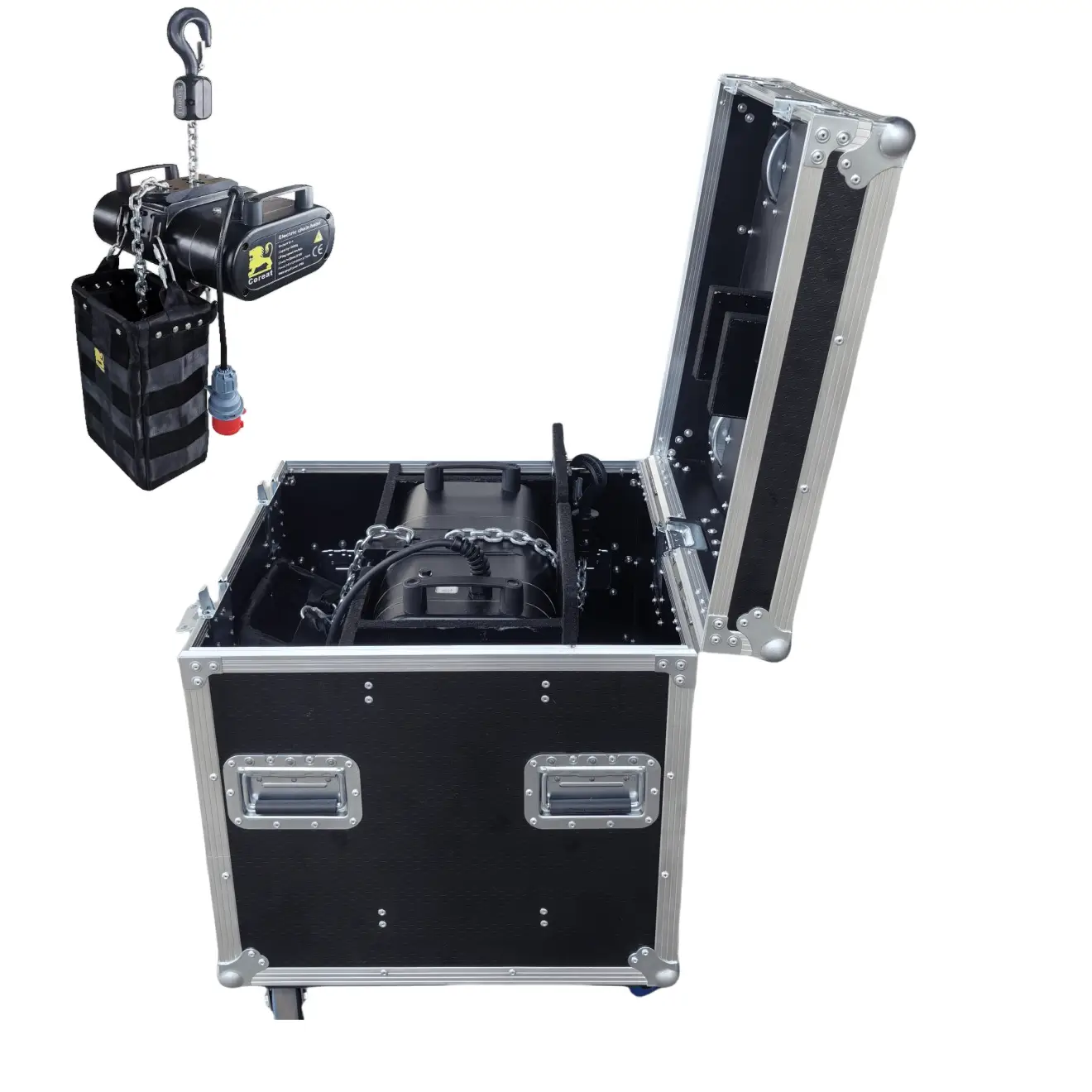 Coreat 1T Hoist in 24 x 24 Chain Hoist Flight Case