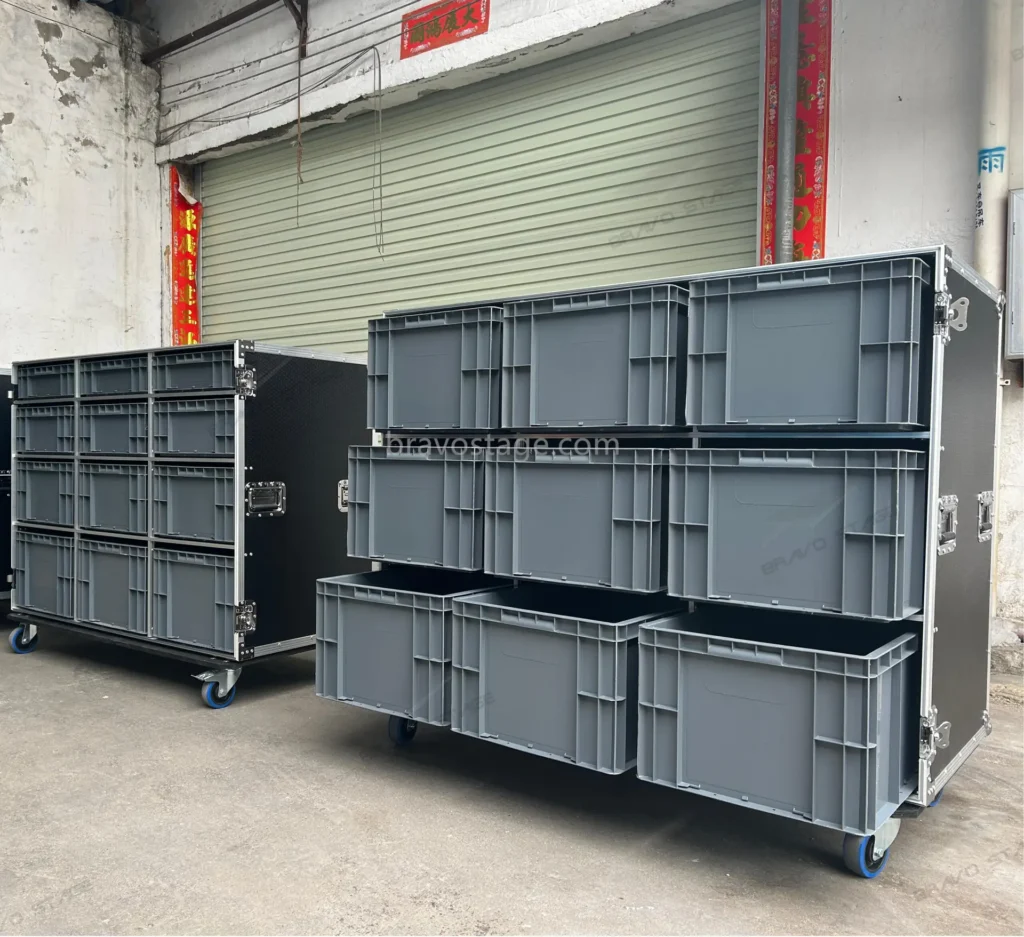 Custom 9 Euro Plastic Drawer Flight Road Case with Trays