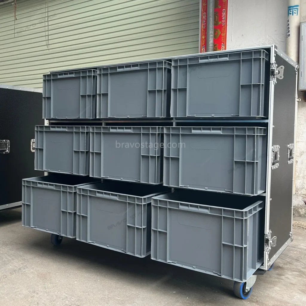 Custom 9 Euro Plastic Drawer Flight Road Case with Trays