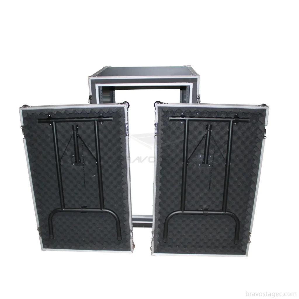 18U Vertical Shockproof Rack Case 19‘’ Deep With Tables and Casters