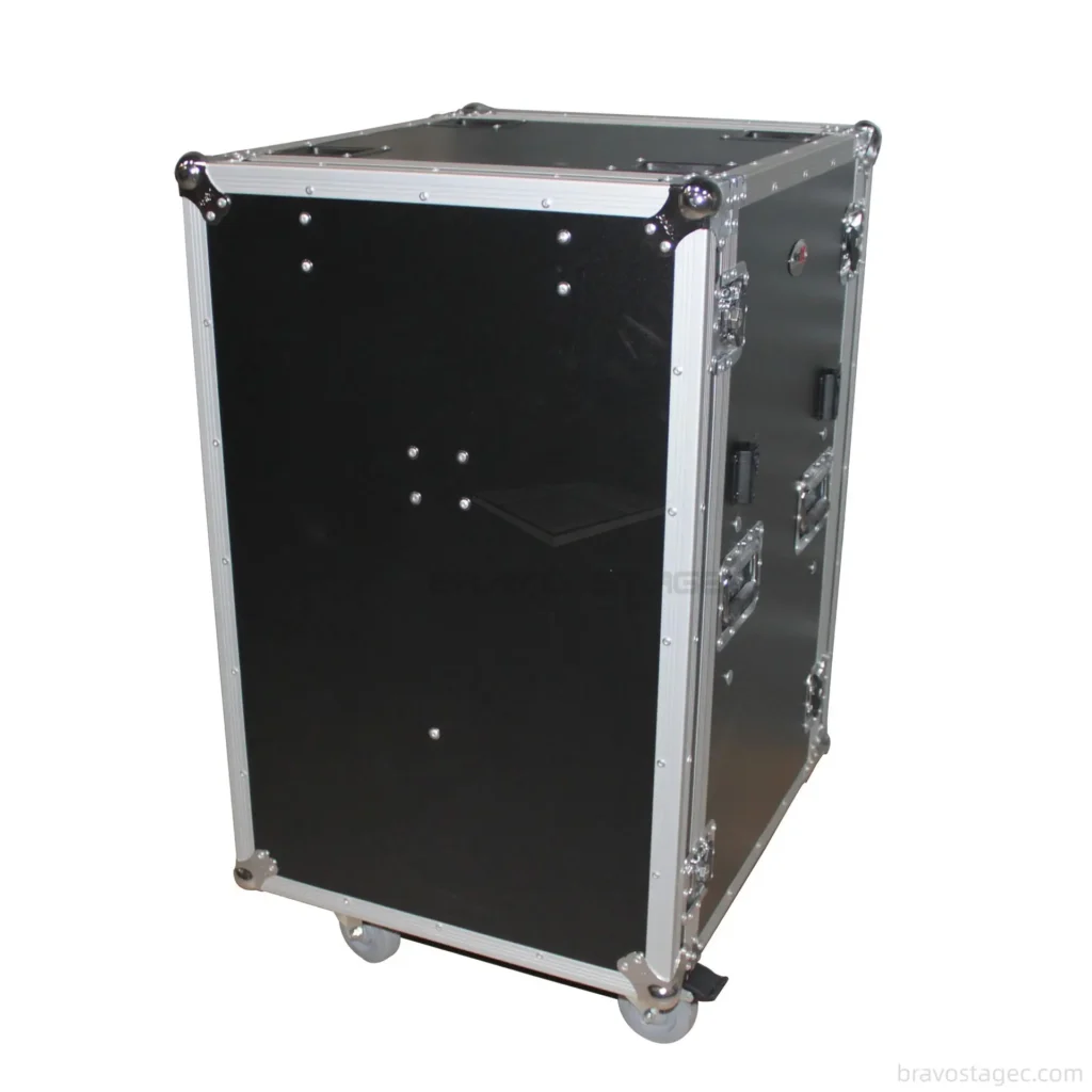 18U Vertical Shockproof Rack Case 19‘’ Deep With Tables and Casters
