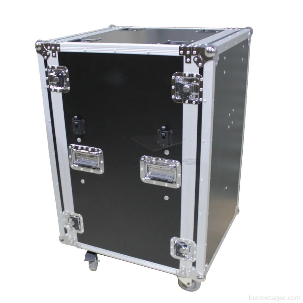 16U Vertical Shockproof Rack Case 19‘’ Deep With Tables and Casters