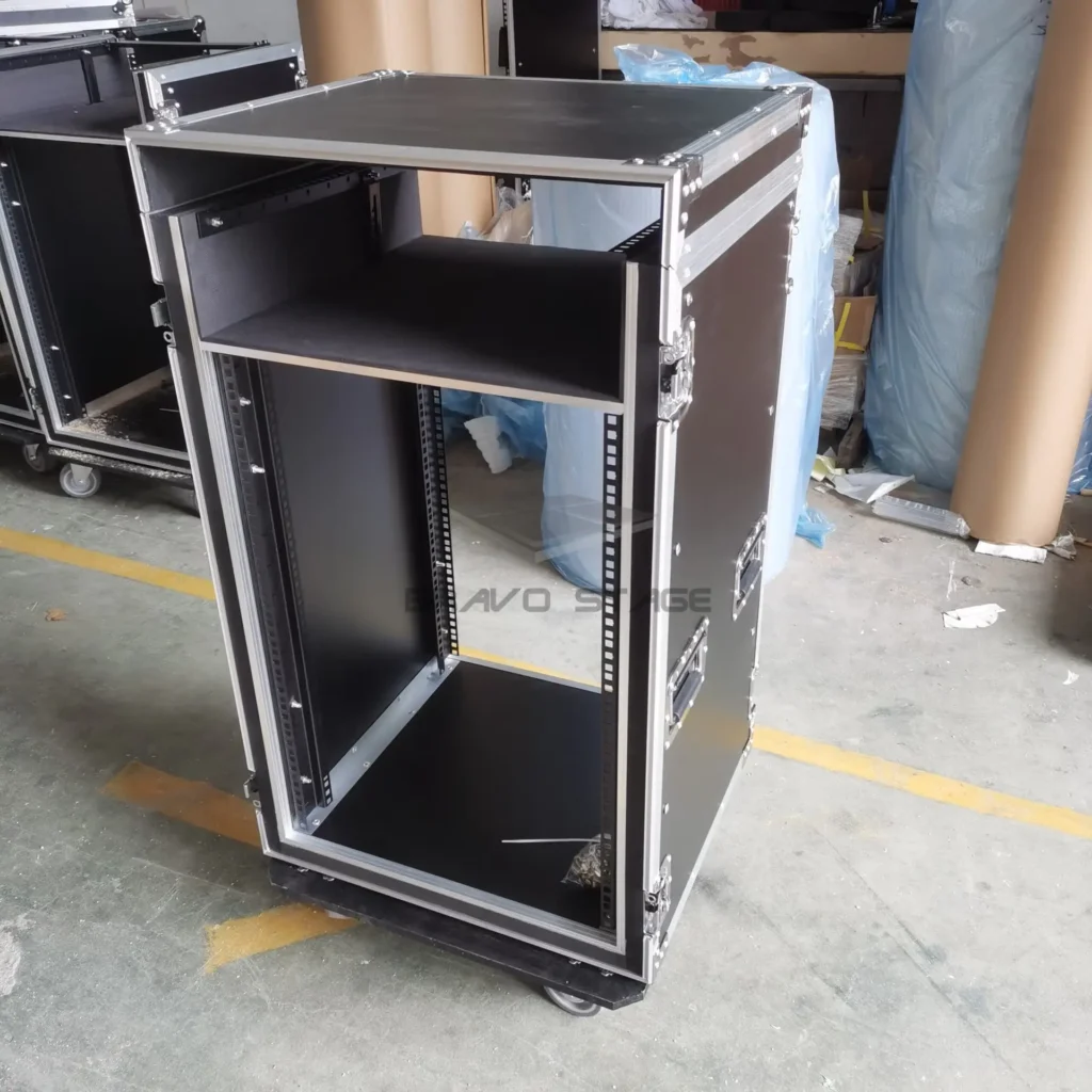 16U Space Shockproof Rack Case with 4U Mixer Top