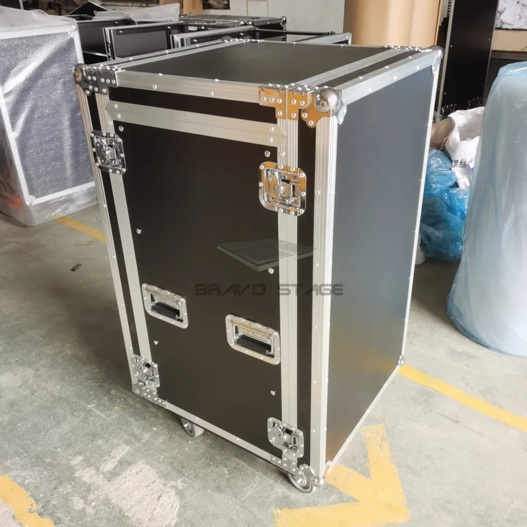 16U Space Shockproof Rack Case with 4U Mixer Top