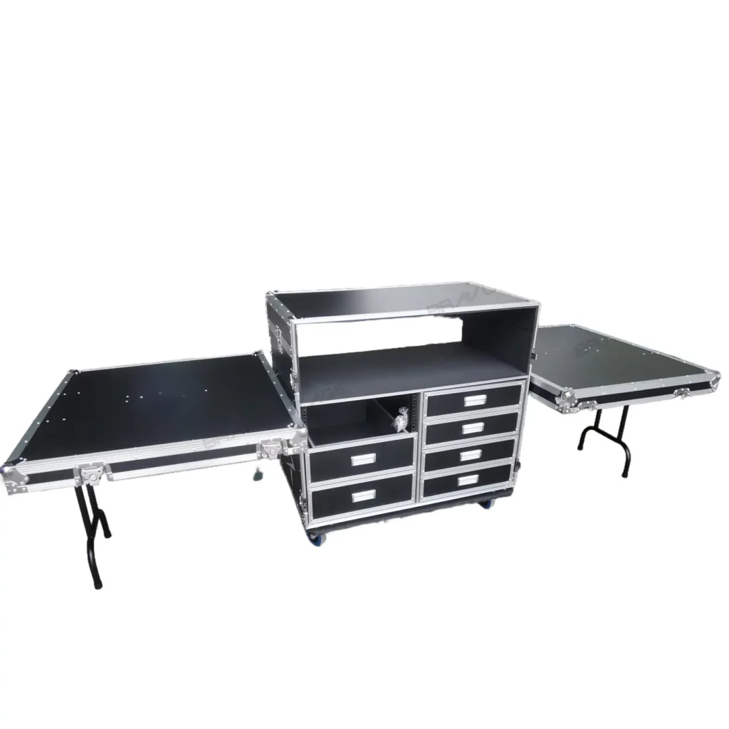 ATA Flight Style Mixing Console Case 12U Shockproof Rack (2) Side Tables
