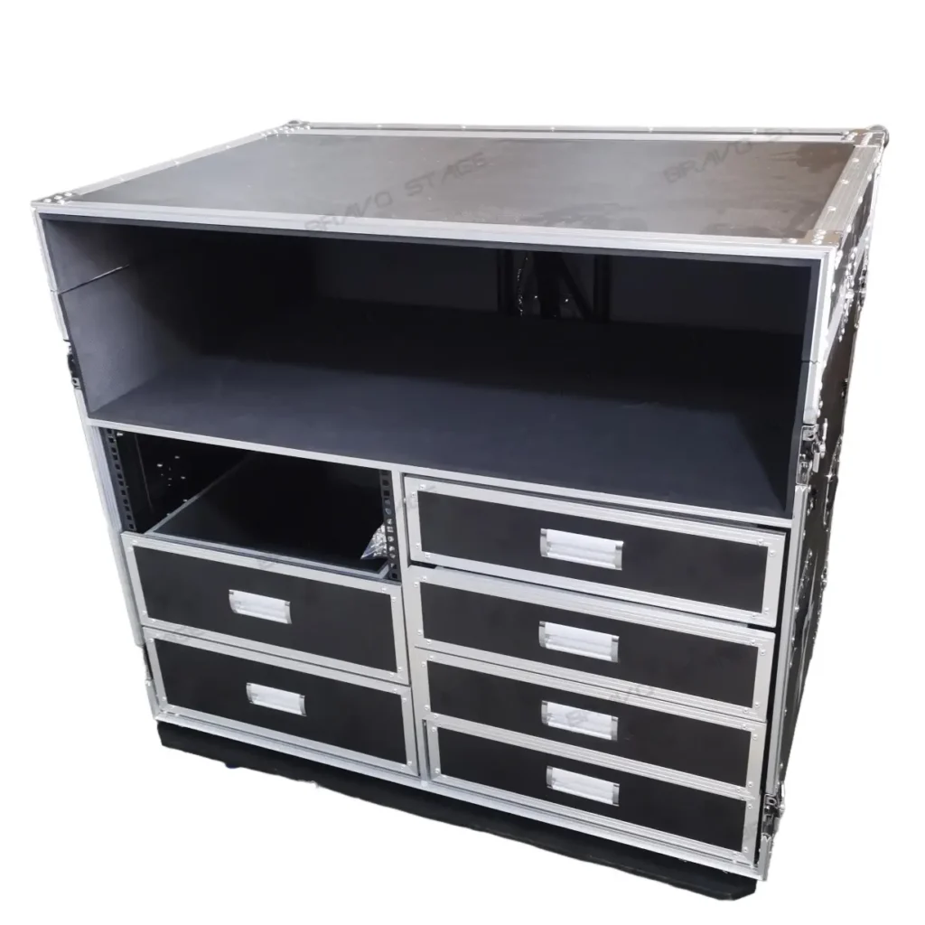 ATA Flight Style Mixing Console Case 12U Shockproof Rack (2) Side Tables