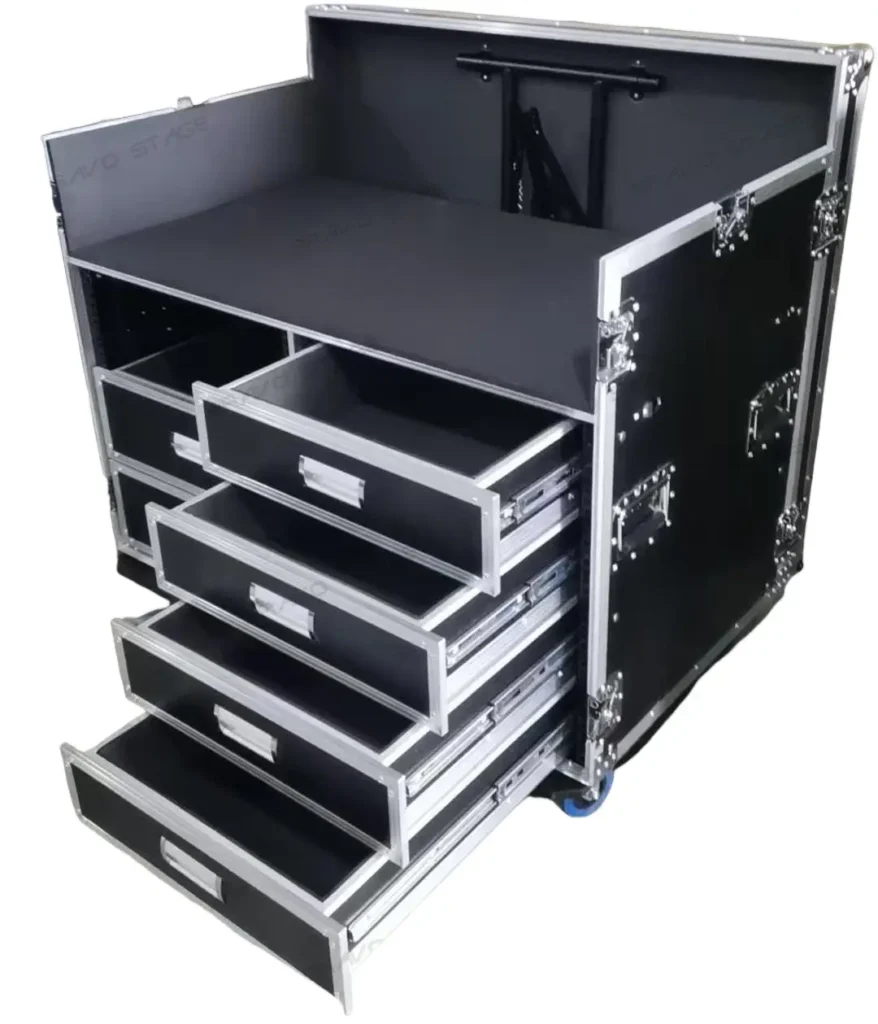 ATA Flight Style Mixing Console Case 12U Shockproof Rack (2) Side Tables