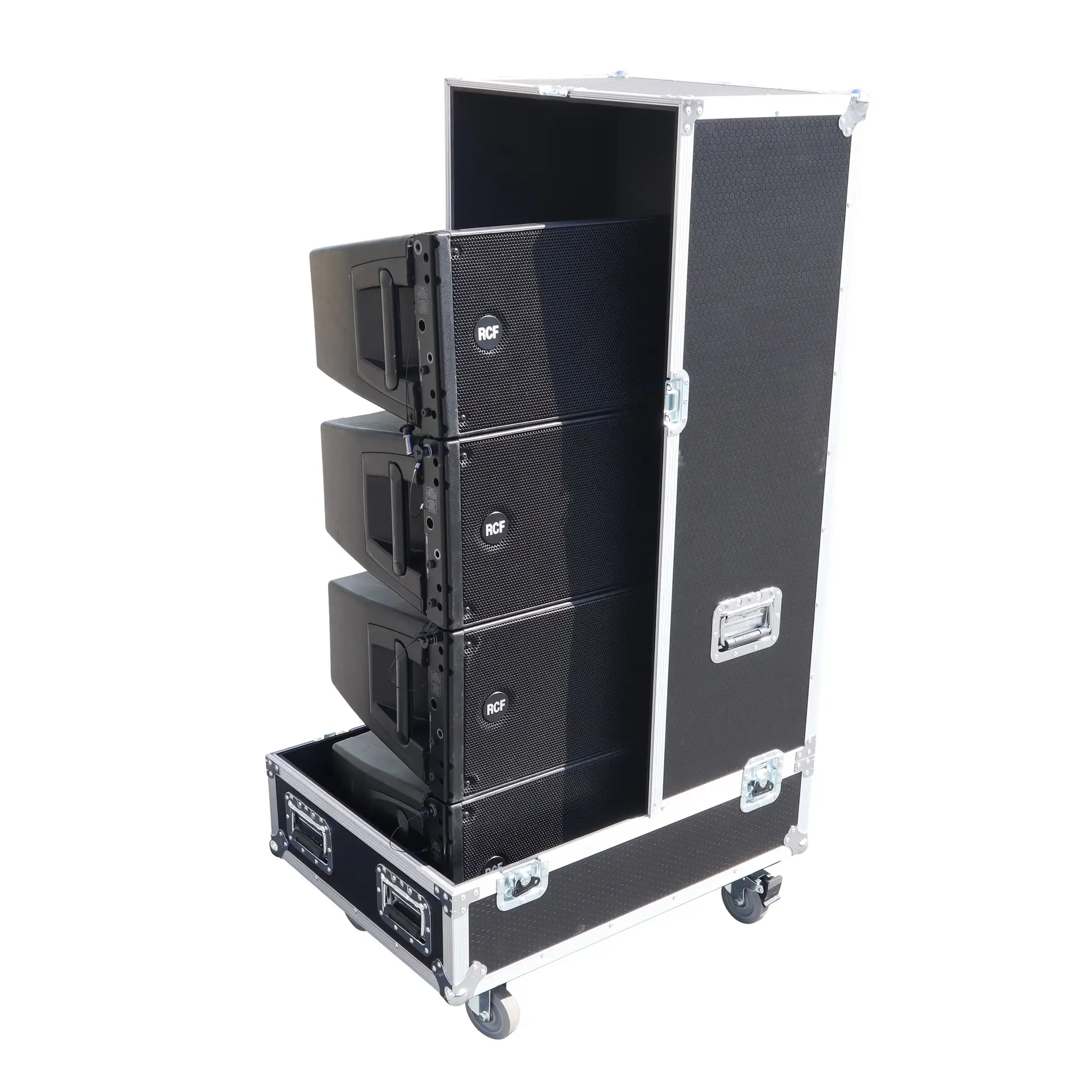 Universal Line Array Speaker Flight Case fits 4x RCF HDL30, HDL20, JBL SRX910LA, DAS SARA100